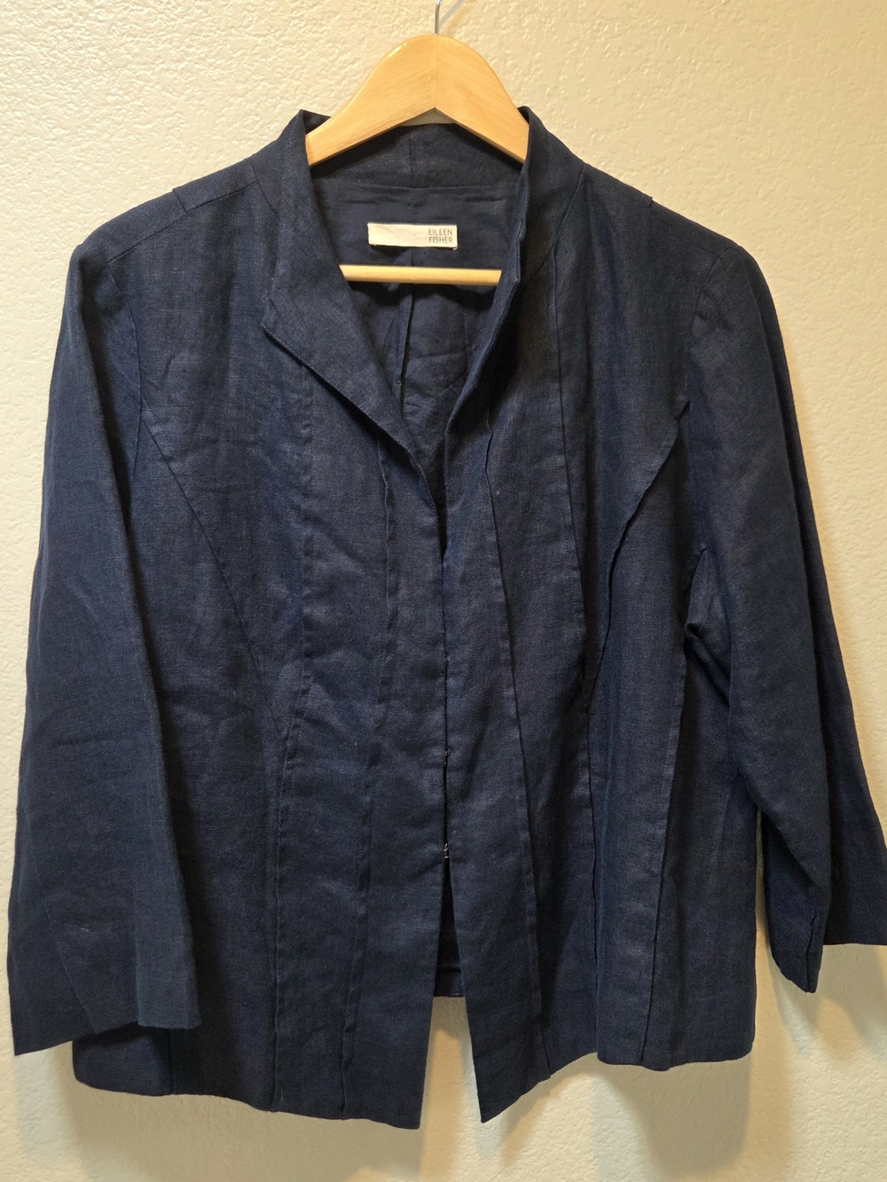 Eileen Fisher Linen Jacket Navy Minimalist Oversized